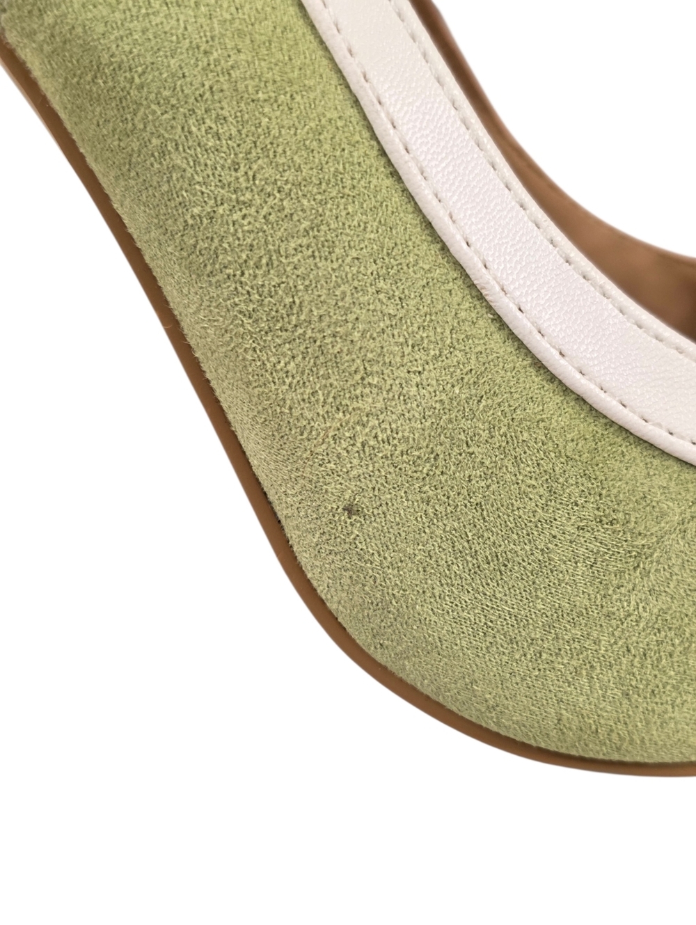 Eva Mendes NY T-Strap Pointed Toe Stiletto Heels Green Faux Suede Pumps Size 9M - Picture 8 of 16